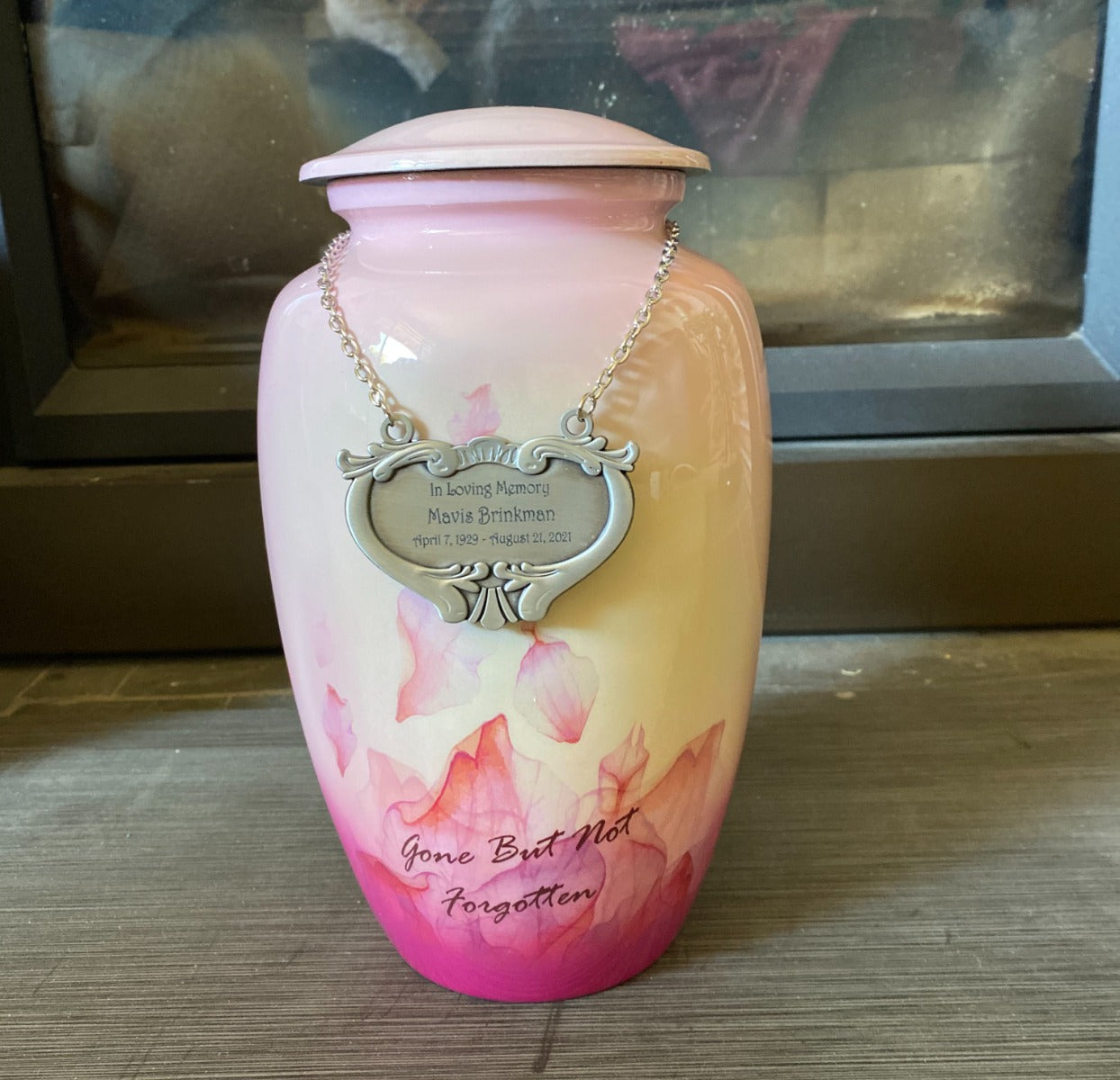 Heart Medallion Urn Name Plate - Birth & Passing Stone Option