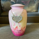 Heart Medallion Urn Name Plate - Birth & Passing Stone Option