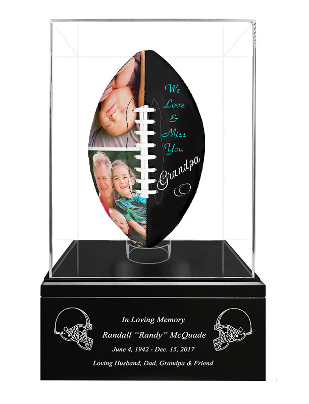 Double Photo Football Cremation Urn