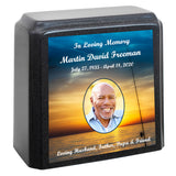 Sunset Fishing Marble Gray Adult Urn - Free Personalized Photo 