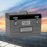 Toolbox Gray Adult Cremation Urn - Free Crossed Wrenches or Hammers Plate
