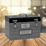 Toolbox Gray Adult Cremation Urn - Free Crossed Wrenches or Hammers Plate