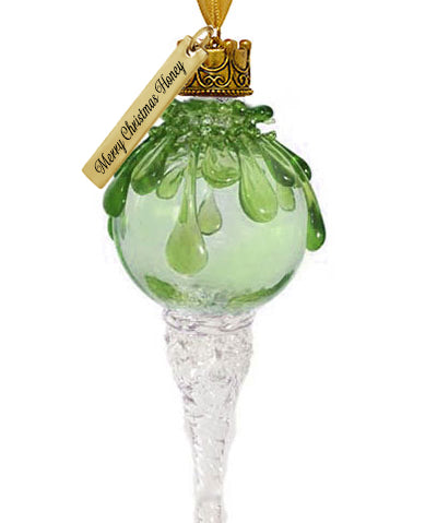 Green Snowball Icicle Ornament Keepsake - Love Charms® Option