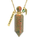 Unakite Gemstone Crystal Cremation Jewelry Ash Necklace Urn - Love Charms® Option