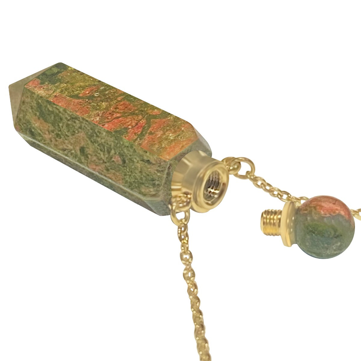 Unakite Gemstone Crystal Cremation Jewelry Ash Necklace Urn - Love Charms® Option