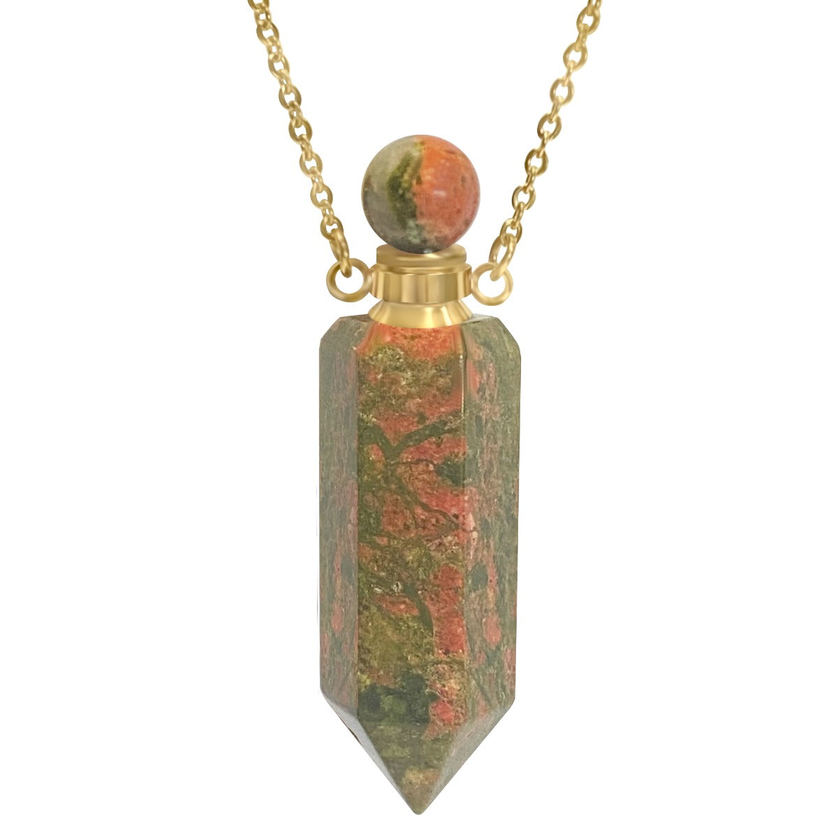 Unakite Gemstone Crystal Cremation Jewelry Ash Necklace Urn - Love Charms® Option