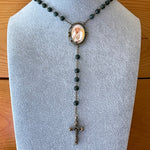 Antiqued Large Photo Rosary Necklace Urn