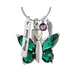 Butterfly Green Crystal Pendant Ash Urn - Love Charms Option