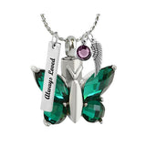 Butterfly Green Crystal Pendant Ash Urn - Love Charms Option