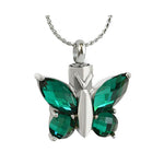 Butterfly Green Crystal Pendant Ash Urn - Love Charms Option
