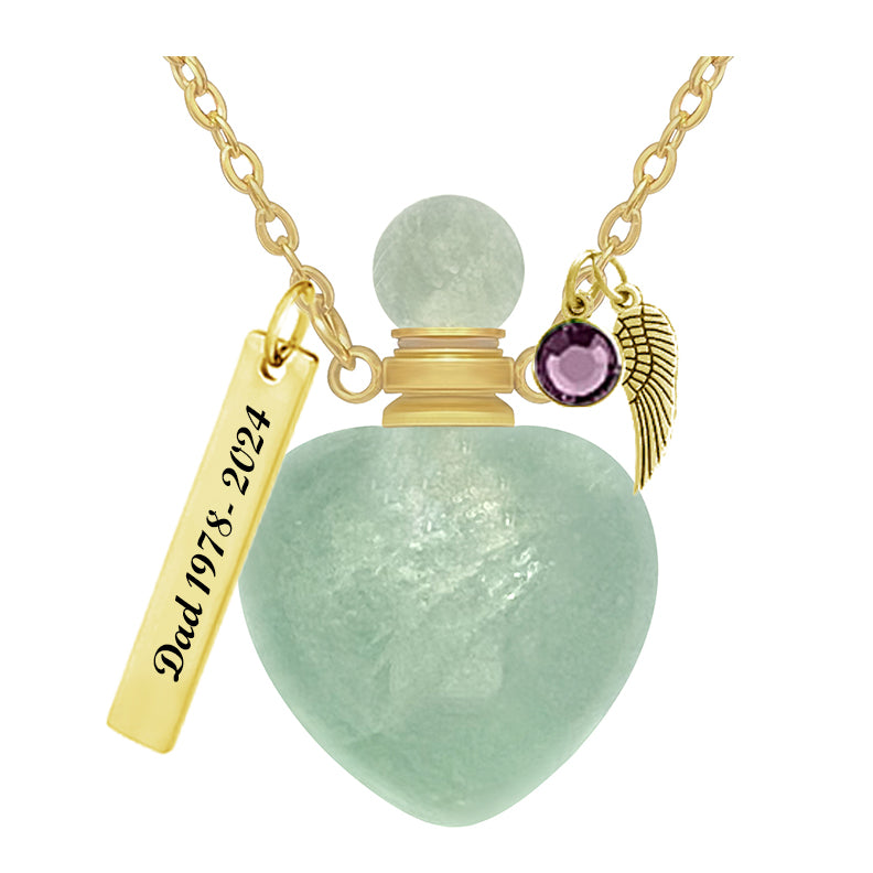 Green Crystal Heart Cremation Jewelry Ash Necklace Urn - Love Charms® Option