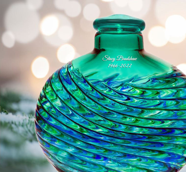 Incredible Green Earth Mosaic Glass Adult (SOLD OUT) or Medium Urn - Personalization Option - Made in USA