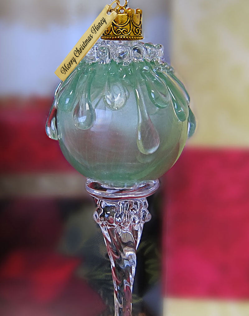 Green Snowball Icicle Ornament Keepsake - Love Charms® Option