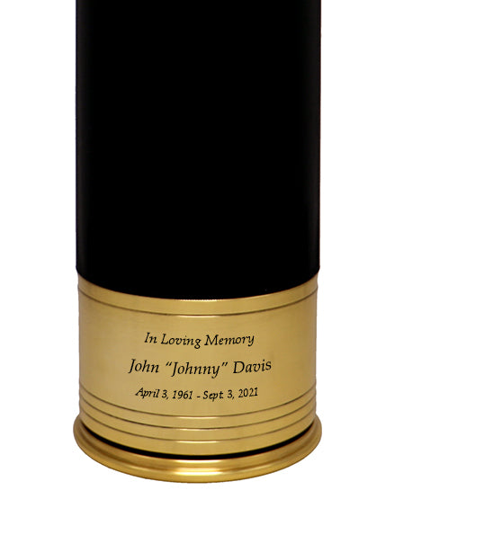 Black Shotgun Shell Medium Urn - Holds Half of an Adult's Ashes - Engraving Option
