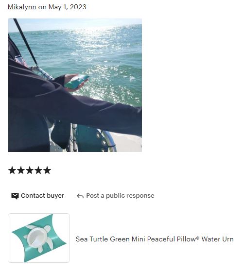 Sea Turtle Green Mini Peaceful Pillow® Water Burial Urn - Set of 2 