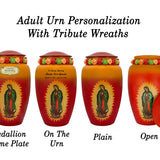 Guadalupe Medium or Adult Cremation Urn - Tribute Wreath™ - Pro Personalization - Burial Vault Option