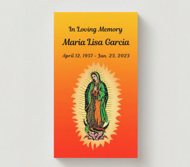 Guadalupe Memorial Cards - Funeral  Cards - Celebration of Life Cards