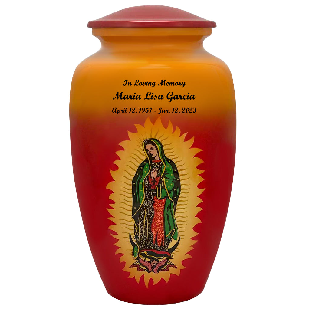 Guadalupe Medium or Adult Cremation Urn - Tribute Wreath™ - Pro Personalization - Burial Vault Option