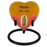 Guadalupe Heart Keepsake Urn - Heart Stand Option