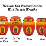 Guadalupe Medium or Adult Cremation Urn - Tribute Wreath™ - Pro Personalization - Burial Vault Option