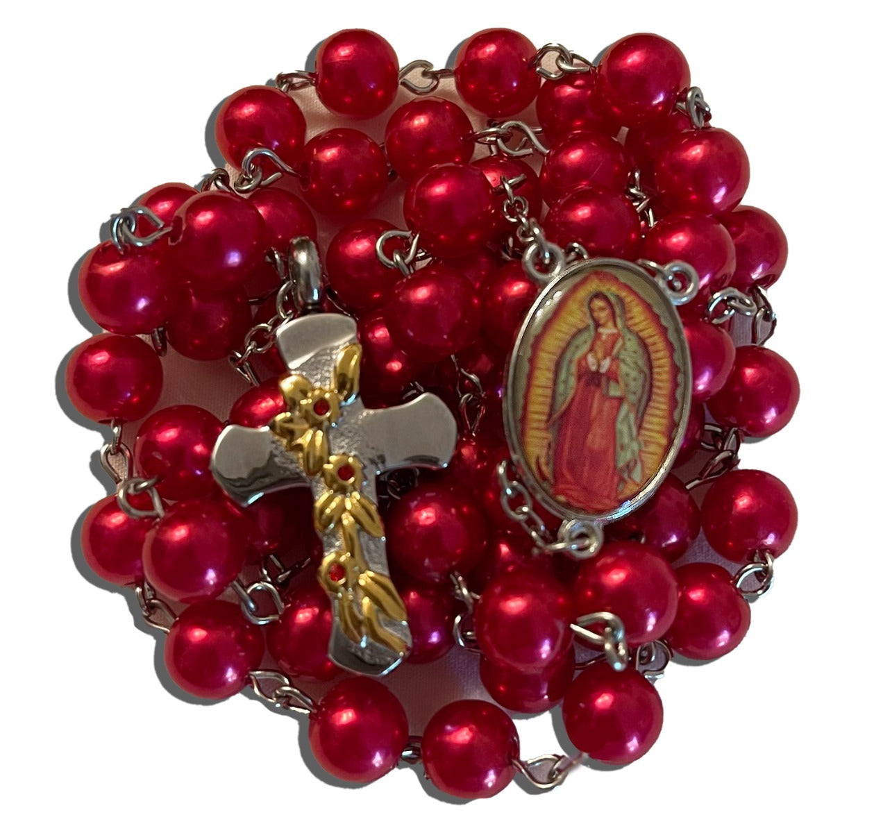 Our Lady of Guadalupe Rosary Necklace Urn