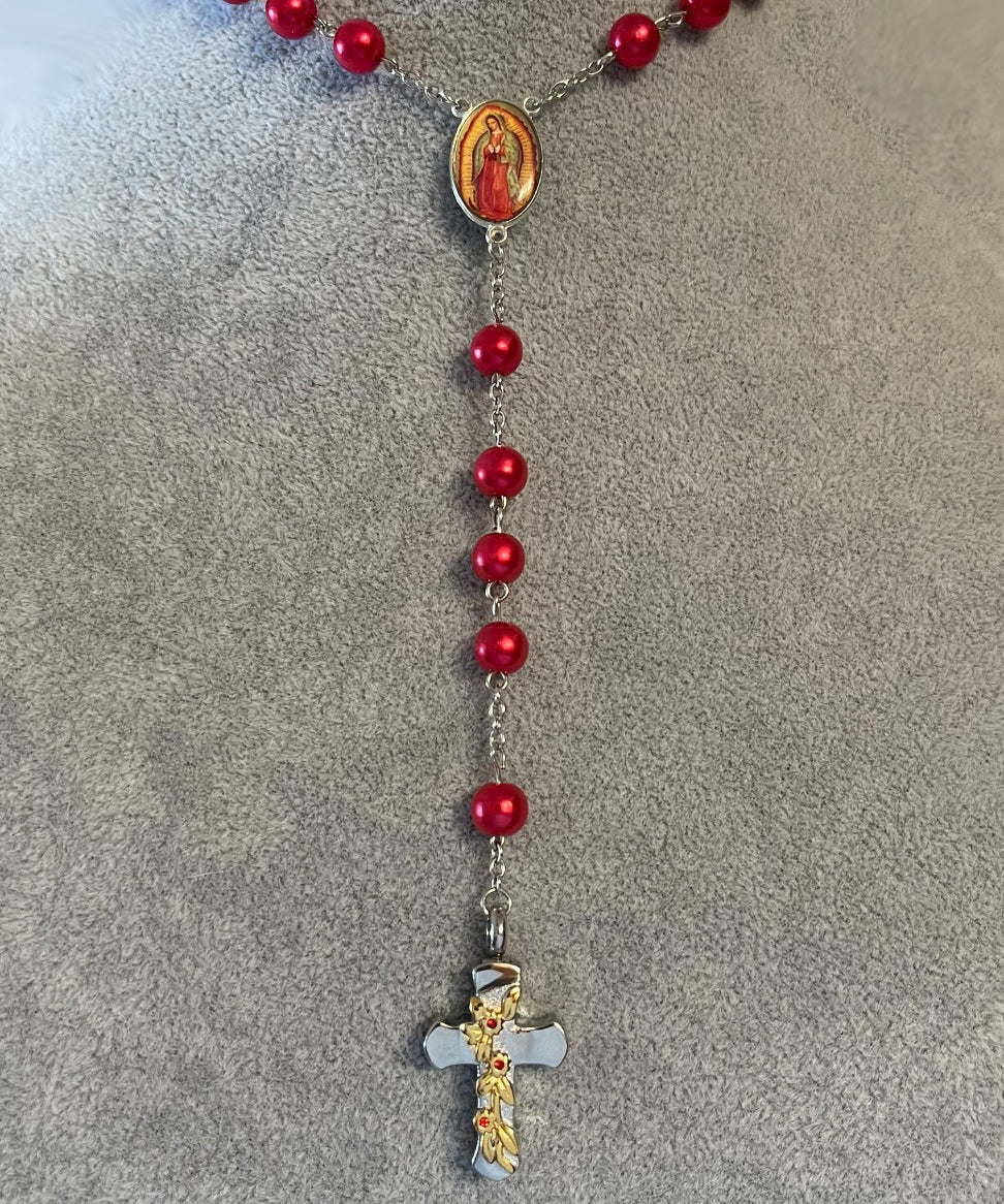 Our Lady of Guadalupe Rosary Necklace Urn