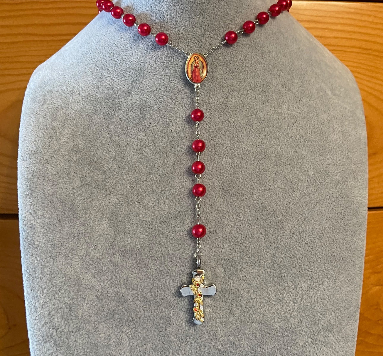 Our Lady of Guadalupe Rosary Necklace Urn