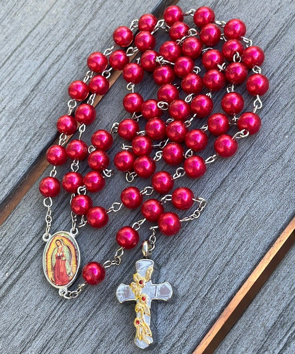 Our Lady of Guadalupe Rosary Necklace Urn