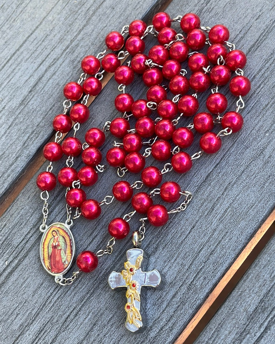 Our Lady of Guadalupe Rosary Necklace Urn