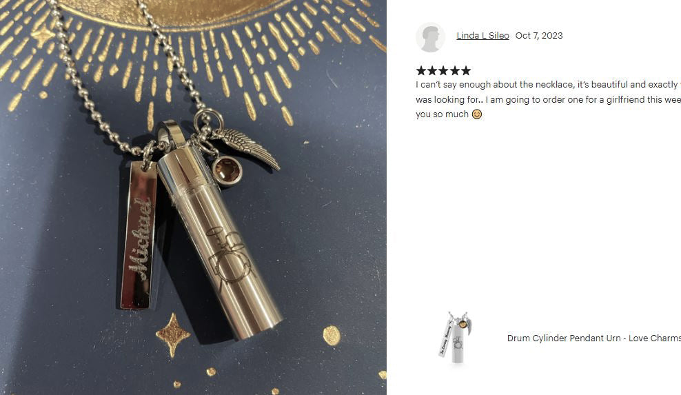 Drum Cylinder Pendant Urn - Love Charms™ Option