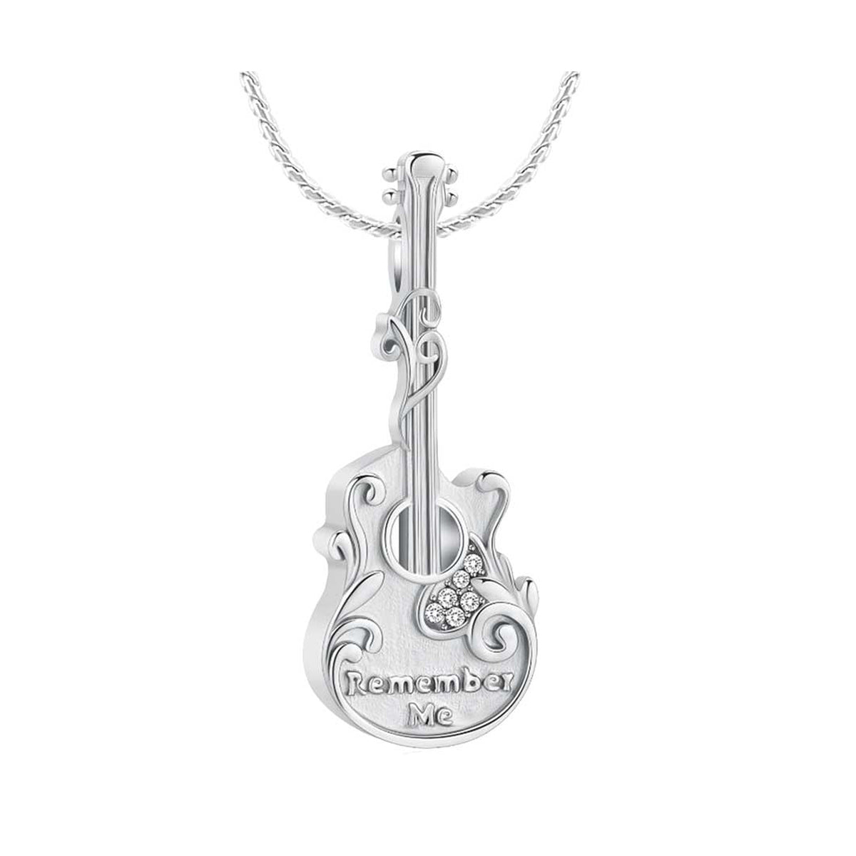 Remember Me Guitar Cremation Jewelry Pendant Urn - Love Charms® Options