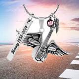 Winged Guitar Ashes Cremation Jewelry Urn - Love Charms® Option