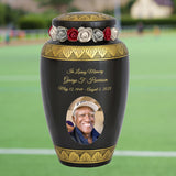 Golden Gunmetal Photo Cremation Adult Urn - Tribute Wreath™ - Pro Personalization - Burial Vault Option