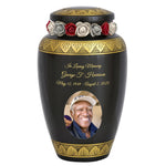 Golden Gunmetal Photo Cremation Adult Urn - Tribute Wreath™ - Pro Personalization - Burial Vault Option