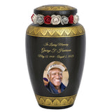Golden Gunmetal Photo Cremation Adult Urn - Tribute Wreath™ - Pro Personalization - Burial Vault Option