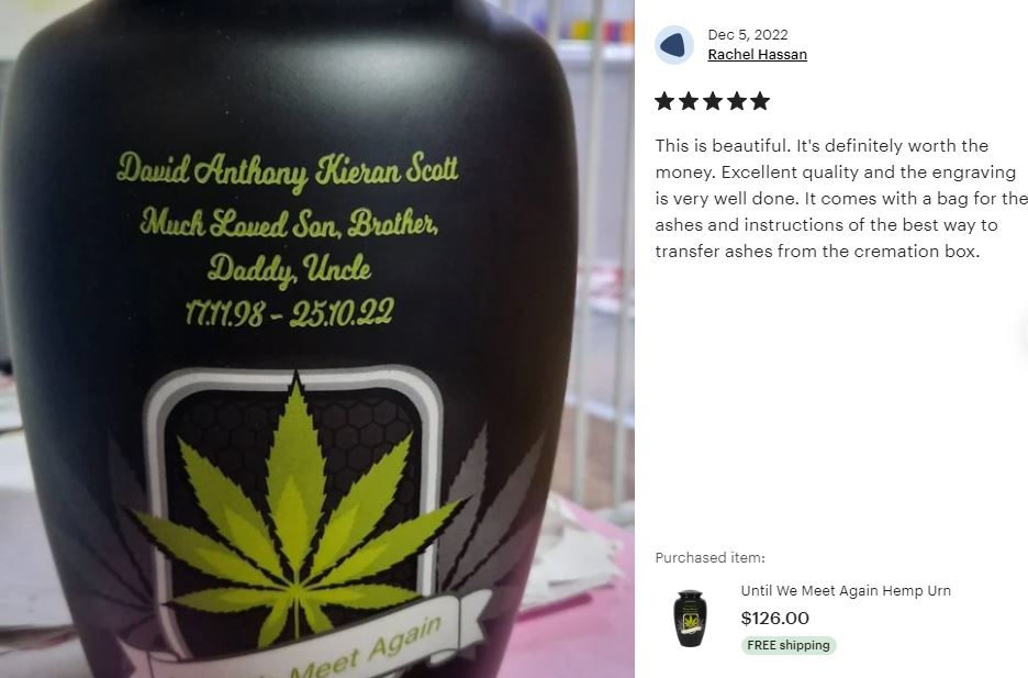 Until We Meet Again Marijuana Medium or Adult Urn - Tribute Wreath™ - Pro Personalization - Burial Vault Option