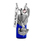 Hand of God Cobalt Pendant Urn - Love Charms Option