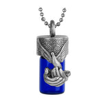 Hand of God Cobalt Pendant Urn - Love Charms Option