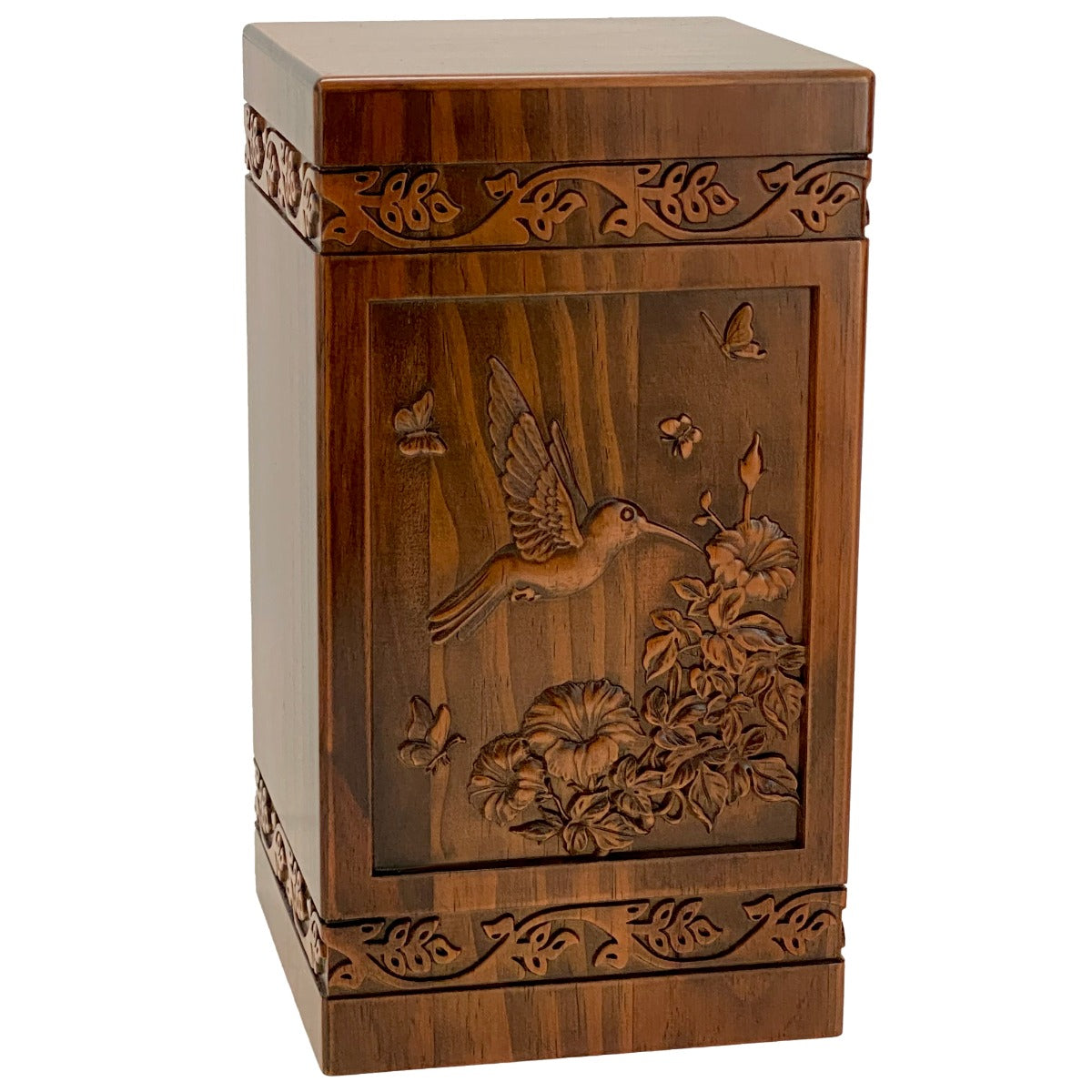 Hummingbird Garden Carved Adult Cremation Urn - Free Engraving - Free Shipping