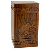 Hummingbird Garden Carved Adult Cremation Urn - Free Engraving - Free Shipping