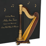 Harp Wood Adult Cremation Urn - Miniature Harp - Photo Option