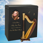 Harp Wood Adult Cremation Urn - Miniature Harp - Photo Option