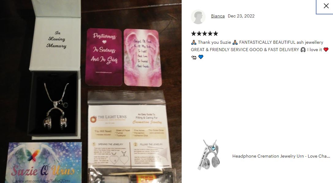 Headphone Cremation Jewelry Urn - Love Charms™ Option