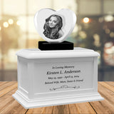 Heart 3D Crystal Keep The Memory® White Wood Urn Set