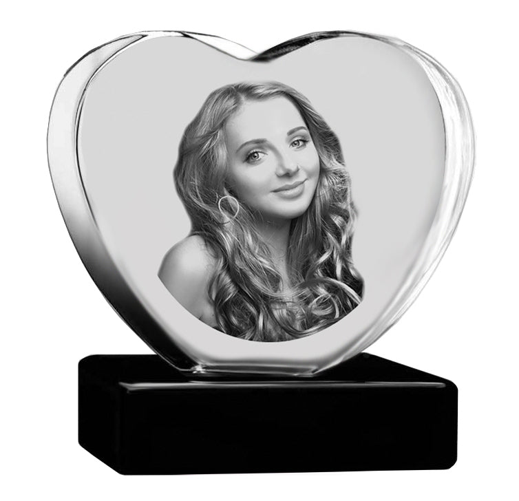 3D Heart Crystal Black Granite Large Adult Cremation Urn