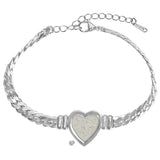 Clear View Ashes Heart Cuban Bracelet Urn - Engraving Option
