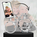 2D Crystal Photo Heart Keychain - Engraving Option - Lights Up