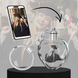 2D Crystal Photo Heart Keychain - Engraving Option - Lights Up