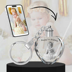 2D Crystal Photo Heart Keychain - Engraving Option - Lights Up