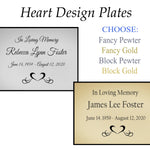 Heart Design Name Plates For Cremation Urns